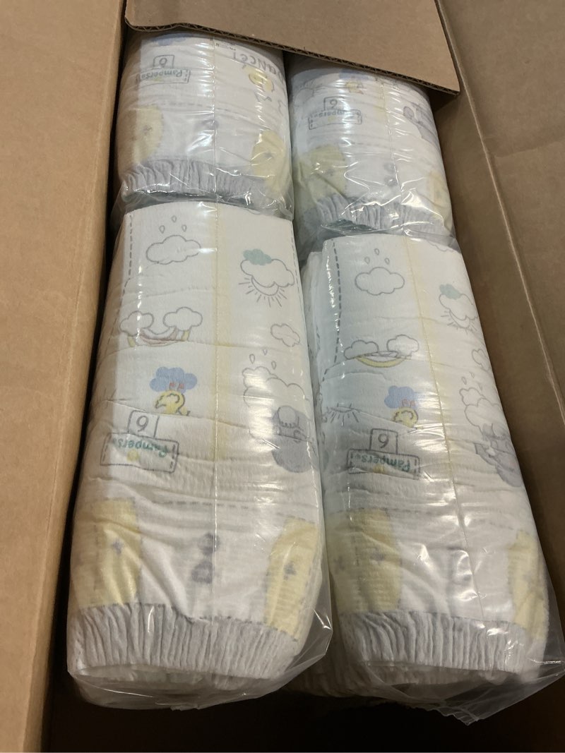 Condition photo showing New/Like New for pampers swaddlers diapers, size 6 (23-44 lbs), 108 count, absorbent, keeps baby dry and comfortable, skin safe disposable baby diaper (packaging may vary) size 6 108