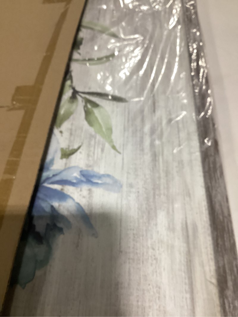 Condition photo showing As Is for UTOP-art Framed Flower Wall Art Print: Blossom Floral Picture Prints on Rustic Wooden Textured Artwork Painting for Living Room (24'' x 18'' x 1 Panel) Blue,green 24"L x 18"W