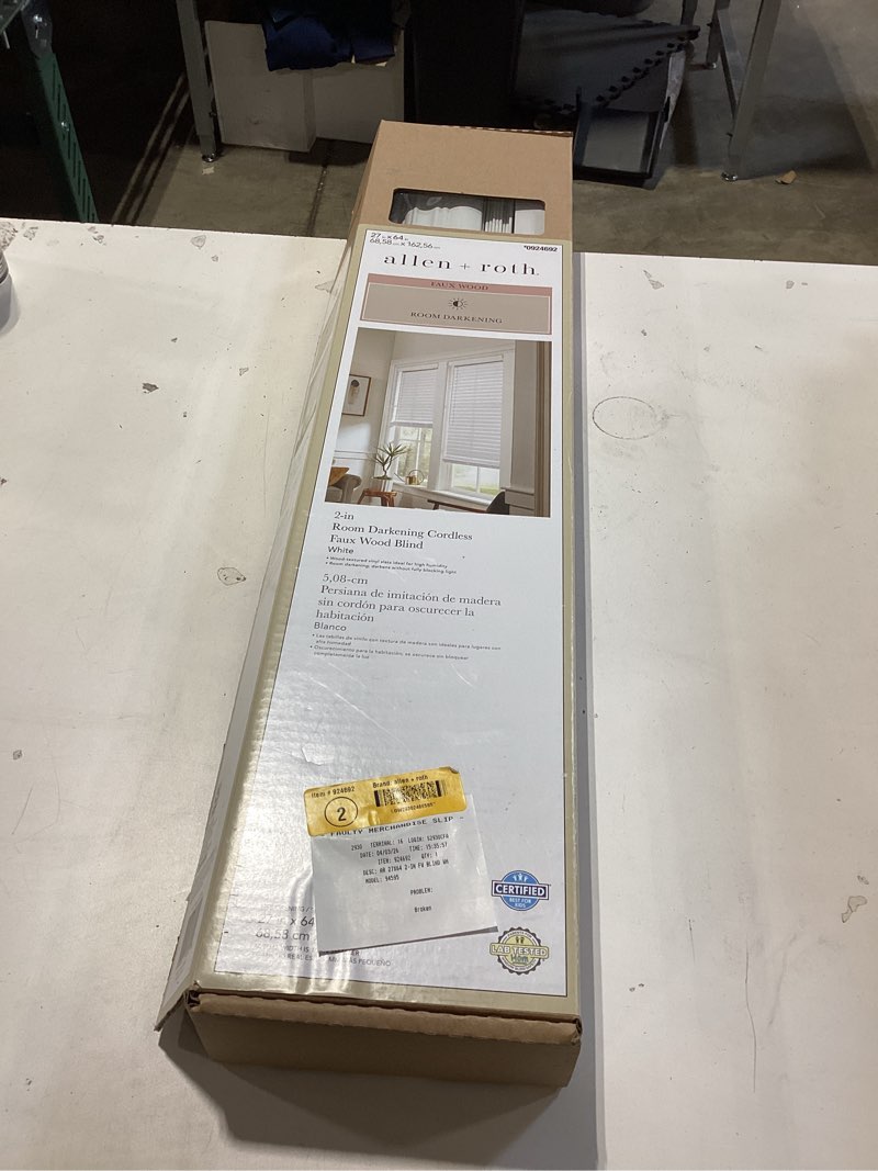 allen + roth cordless faux wood 2-in slat width 52-in x 48-in cordless white faux wood room