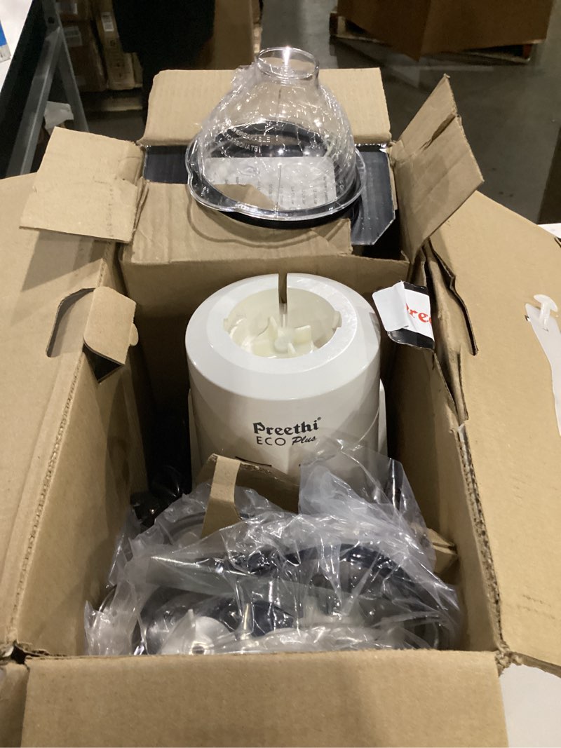 Condition photo showing As Is for not tested**** preethi eco plus mixer grinder 110-volt for use in usa/canada, white, 3-jar