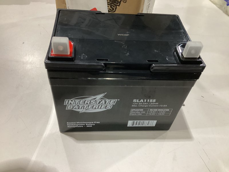 Condition photo showing New/Like New for Interstate Batteries 12V 35Ah Battery (Flag Terminal) SLA AGM VRLA Rechargeable Replacement for UPS Backup Power, Emergency Lighting, Lawn Mower, Solar Power (SLA1155) 7.76" x 5.16" x 6.26" (LxWxH)