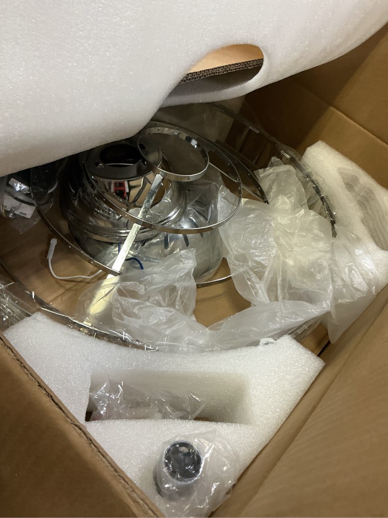 Condition photo showing New/Like New for shinleypack crystal ceiling fan with light,42 inch dimmable crystal fandelier, modern retractable ceiling fan 6 speeds indoor chandelier fan for bedroom living room dining room
