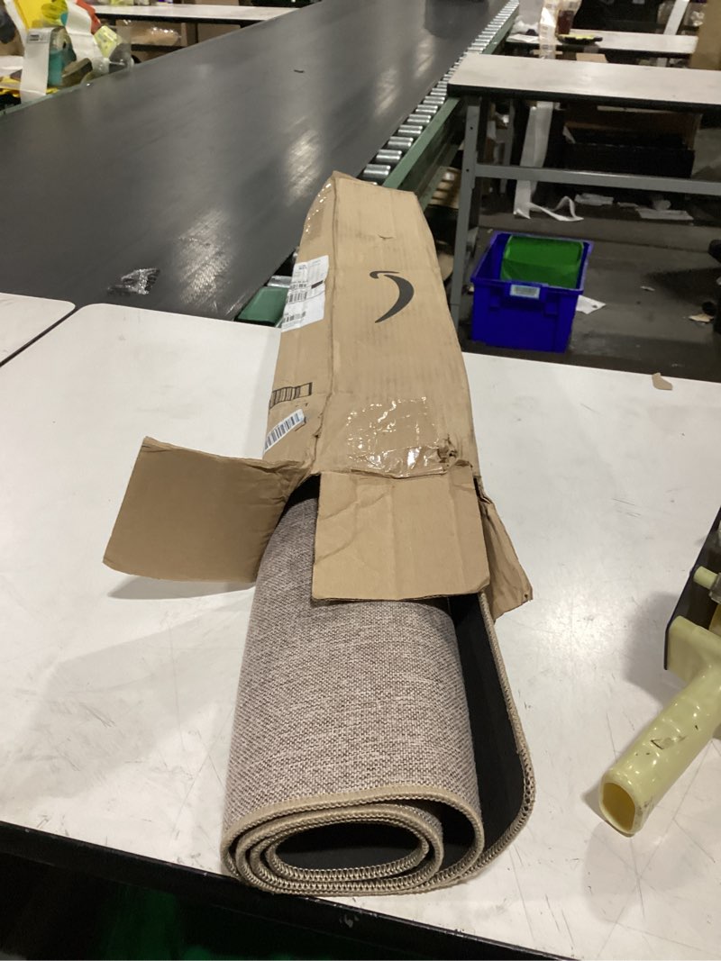 Condition photo showing New/Like New for color&geometry ultra thin indoor door mat (rolled-up no creases) 32"x48", non slip rubber backed dirt trapper door mat indoor entrance, low profile entryway mat, easy clean, light brown linen light brown linen 2'8" x 4' (rectangular)