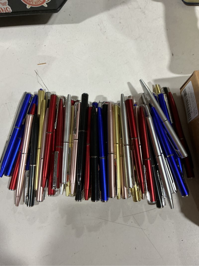 Condition photo showing As Is for teling 72 pcs small ballpoint pen mini pens bulk 4 inch short small tiny black ink ballpoint writing tool for notebook pockets signature notepads school office(multi colors,classic style) multi colors classic style
