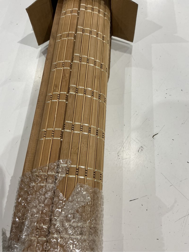 Condition photo showing Good Condition for lazblinds no tools no drill cordless bamboo roman shades, light filtering window treatment, roll up bamboo blinds for windows 20'' w x 48'' h, brown light filtering-brown206 20" w × 48" h