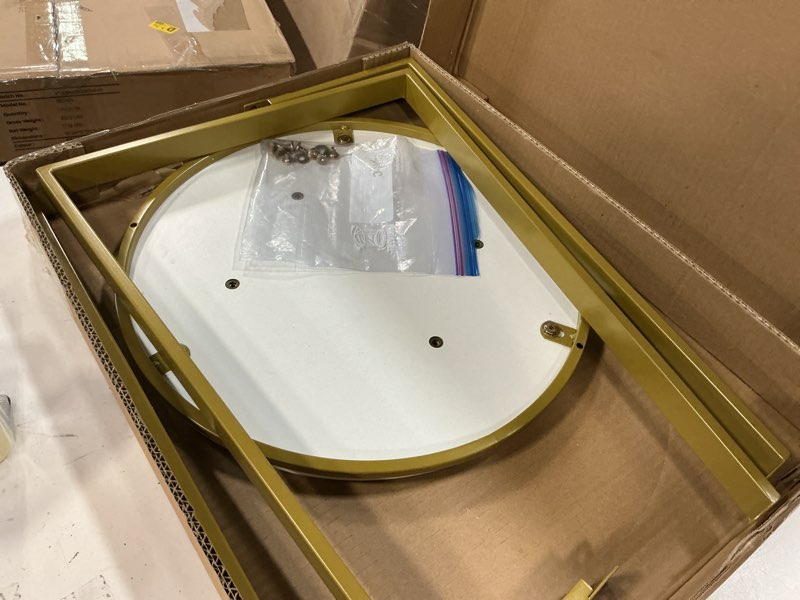 Condition photo showing Good Condition for Round End Tables, Small Side Table White Marble Texture MDF Top,Metal Frame Gold Color, Tall End Table for Bed Room,Coffee Tea End Table for Living Room (White Marble+Gold) Round White Marble