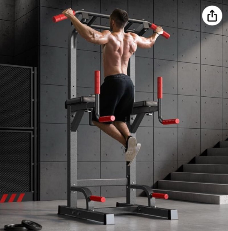 SogesPower Power Tower Pull Up Bar Station Multi-Function Pull Up Bar Stand for Home Gym, Adjustable Height Pull Up Dip Station Dip Bar Strength Training Fitness Equipment,Up to 500LBS