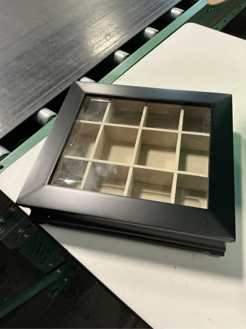 Condition photo showing Good Condition for tea chest 12 compartments tea bag large storage box with beveled glass lid