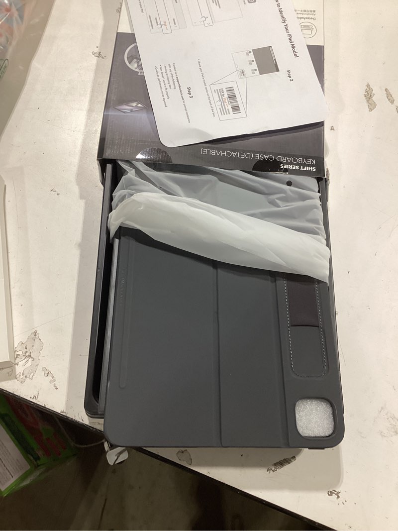 Condition photo showing New/Like New for esr for ipad pro 11" (m5/m4, 2025/2024) case with keyboard, magnetic detachable keyboard, portrait/landscape modes, large click-anywhere trackpad, backlit keys, shift series, dark gray
