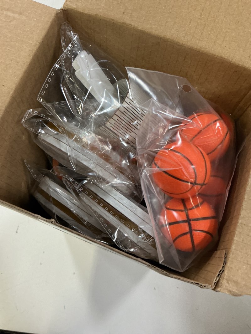 Condition photo showing New/Like New for 6 pcs basketball party table decorations sports cake topper mini wooden basketball hoop centerpieces with mini ball for birthday baby shower party supplies