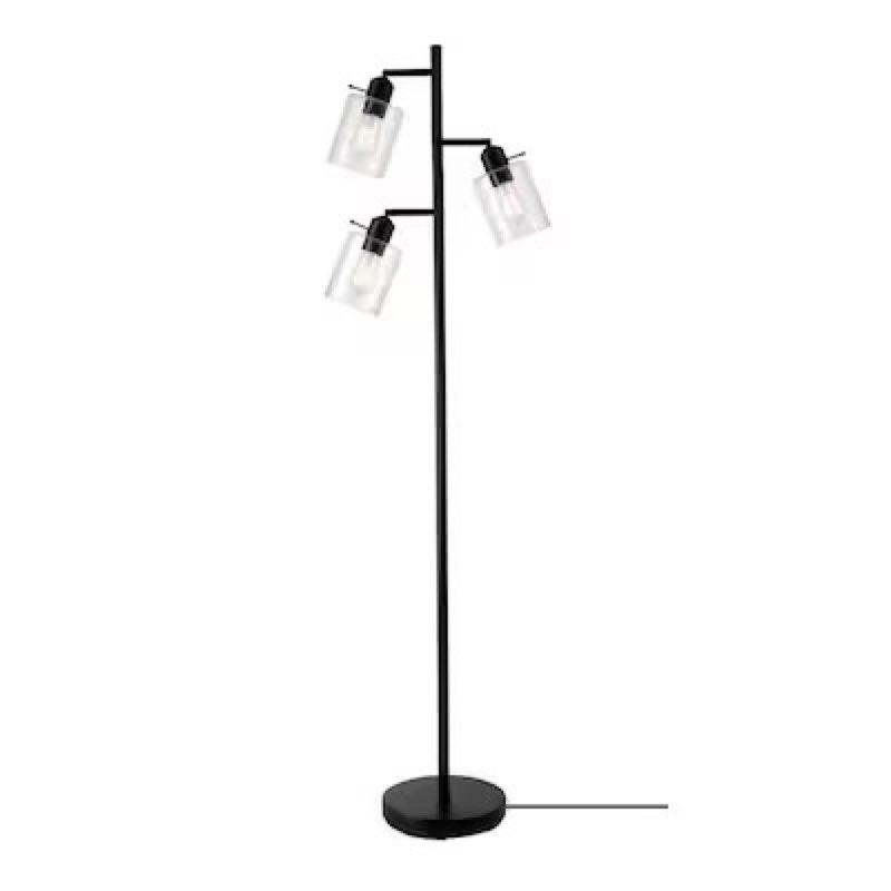 allen + roth allen+roth 67-in matte black multi-head floor lamp with glass shade
