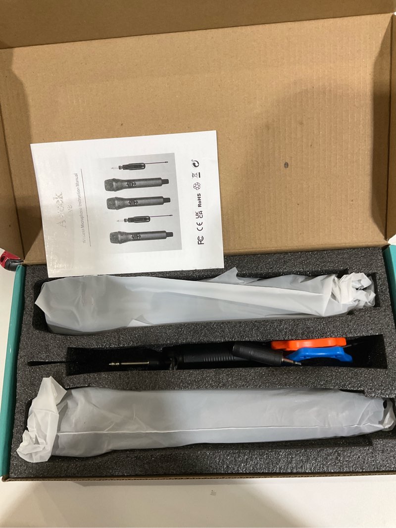 Aveek Wireless Microphone System, 2 Rechargeable Mics and Receiver, Plug & Play for Karaoke Machine,