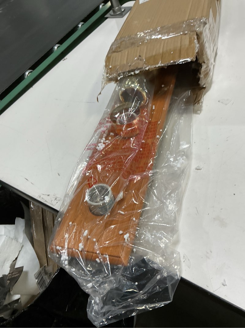 Condition photo showing Good Condition for Design House Vanity Lights, 6 Linear Lights, Dimmable, Horizontal or Vertical Use, Uses (6) 60W Bulbs, For Bathroom/Makeup Vanity, Honey Oak, 36.0 in. L x 4.5 in. H x 2.5 in. D, 500223 Honey Oak 6 Lights