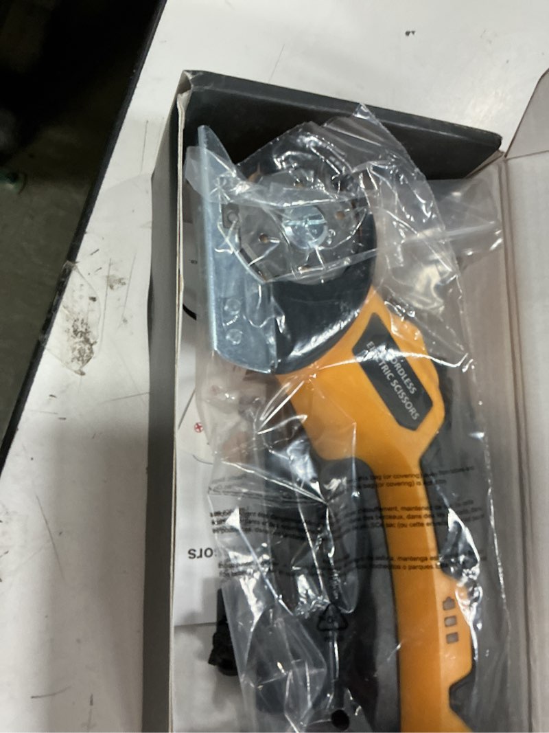Condition photo showing Good Condition for cordless electric scissors,4v rechargeable cardboard cutter heavy duty scissor with safety lock & led light for box carpet plastic fabric(yellow)