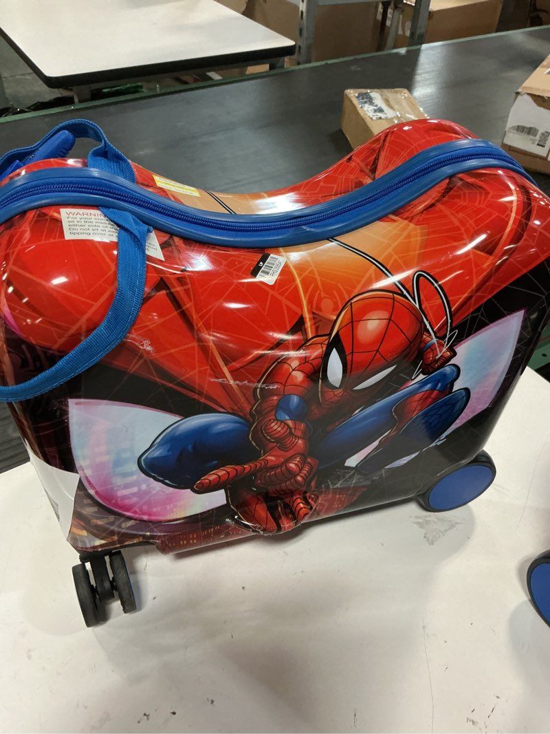 Condition photo showing Good Condition for spider-man carry on spinner hardside ride on suitcase - red