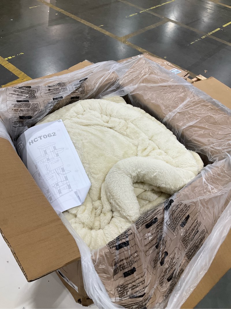 Condition photo showing Good Condition for heybly cat tree, 74.8-inch spacious & tall cat tower for large cats, cat furniture with large top perch, solid base, 2 cat condos, hanging hammock, durable sisal scratching posts, beige-1 hct062mj-1 beige1