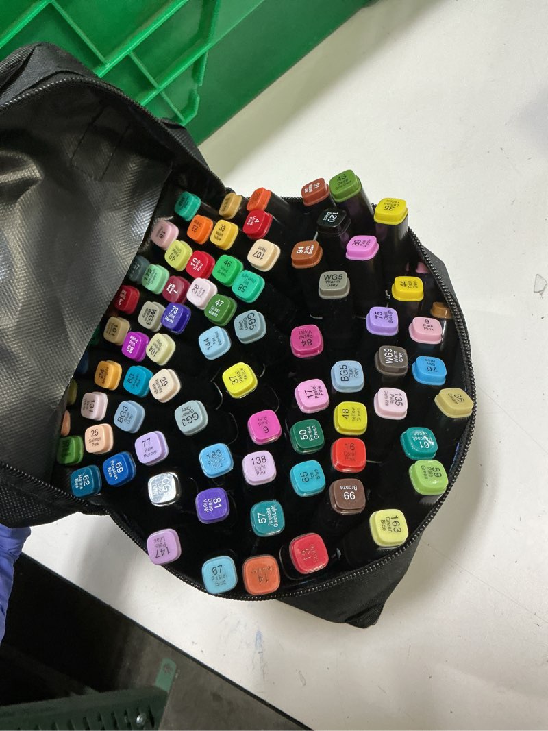 Condition photo showing New/Like New for 80 Colors Alcohol Markers Artist Drawing Art for Kids Dual Tip Adult Coloring Painting Supplies Perfect Boys Girls Students Adult(80 Black Shell) Black 80