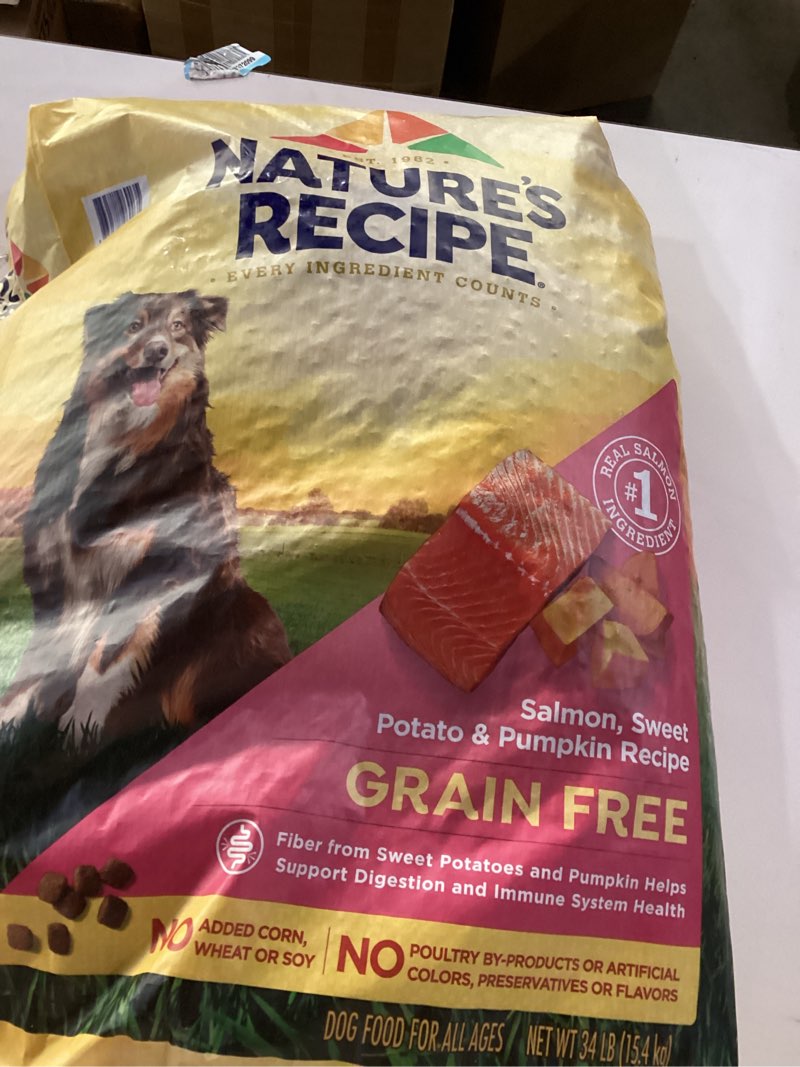 Condition photo showing As Is for Nature recipe  grain free salman sweet potato & pumpkin good by 8/22/26