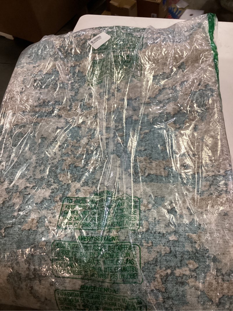 Condition photo showing New/Like New for 9x12 Area Rug Teal Beige Abstract Living Room Bedroom Washable Carpet Neutral Modern Non-Slip Soft Low Pile Lightweight Vacuumable Large Throw Rug for Dining Room 9' x 12' (Rectangular) Teal/Beige
