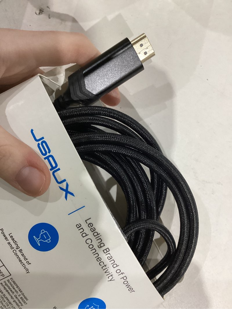 Condition photo showing Good Condition for JSAUX 4K DisplayPort to HDMI Cable 10FT, DP to HDMI Video UHD 2K@60Hz/4K@30 Nylon Braided DP to HDTV Uni-Directional Cord for Dell, Monitor, Projector, Desktop, AMD, NVIDIA, Lenovo, HP-Black 10FT 4K@30Hz Black