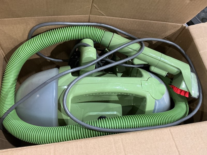 Condition photo showing As Is for bissell little green multi-purpose portable carpet and upholstery cleaner, car and auto detailer, with exclusive specialty tools, green, 1400b