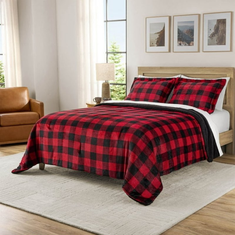member's mark 3-piece printed plush comforter set, full/queen 