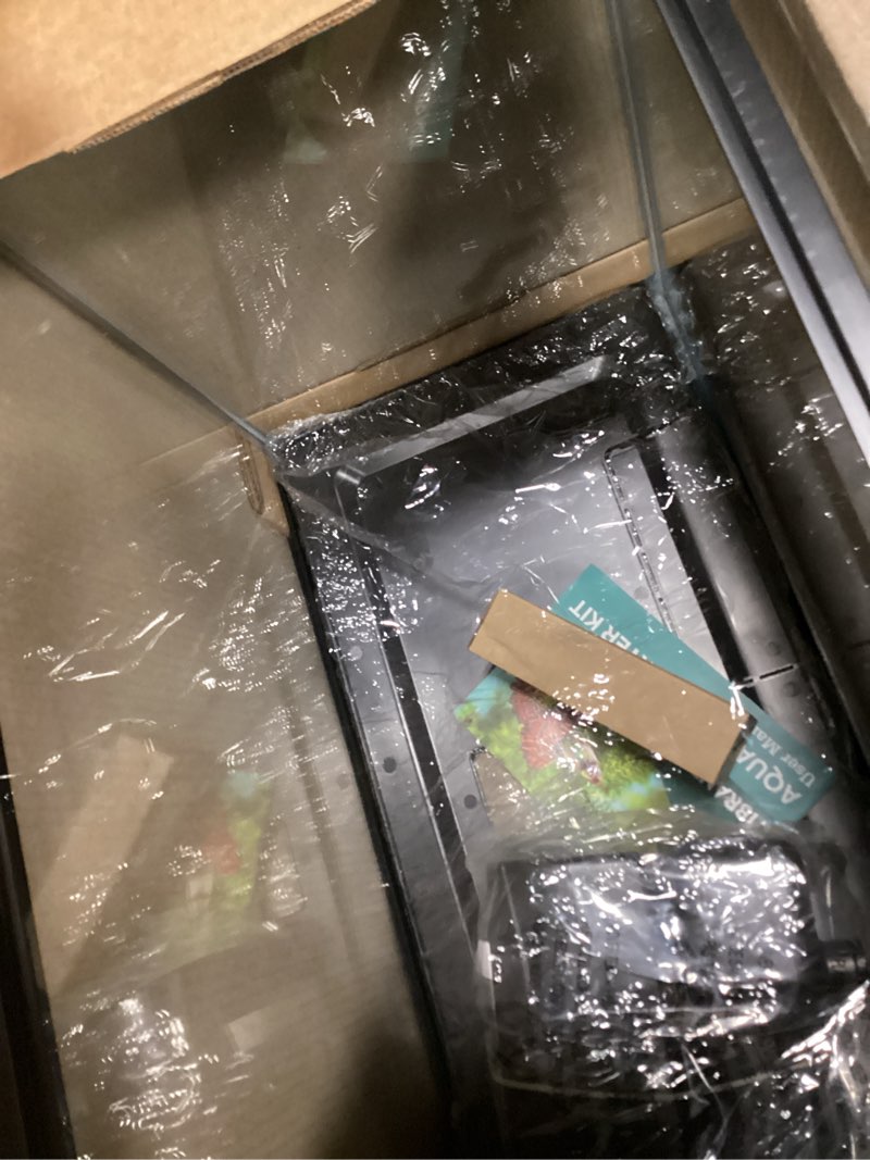 Condition photo showing Good Condition for glofish glass aquarium kit, 20 gallons, includes premium blue, led light stick & integrated filtration, perfect for beginners or seasoned hobbyists, seamless, curved design clear