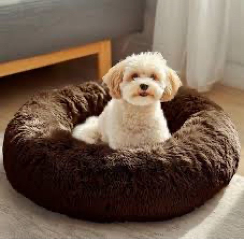 JOLLYVOGUE Calming Dog & Cat Bed for Large Dogs, Anti-Anxiety Donut Cuddler Cozy Soft Round Bed with