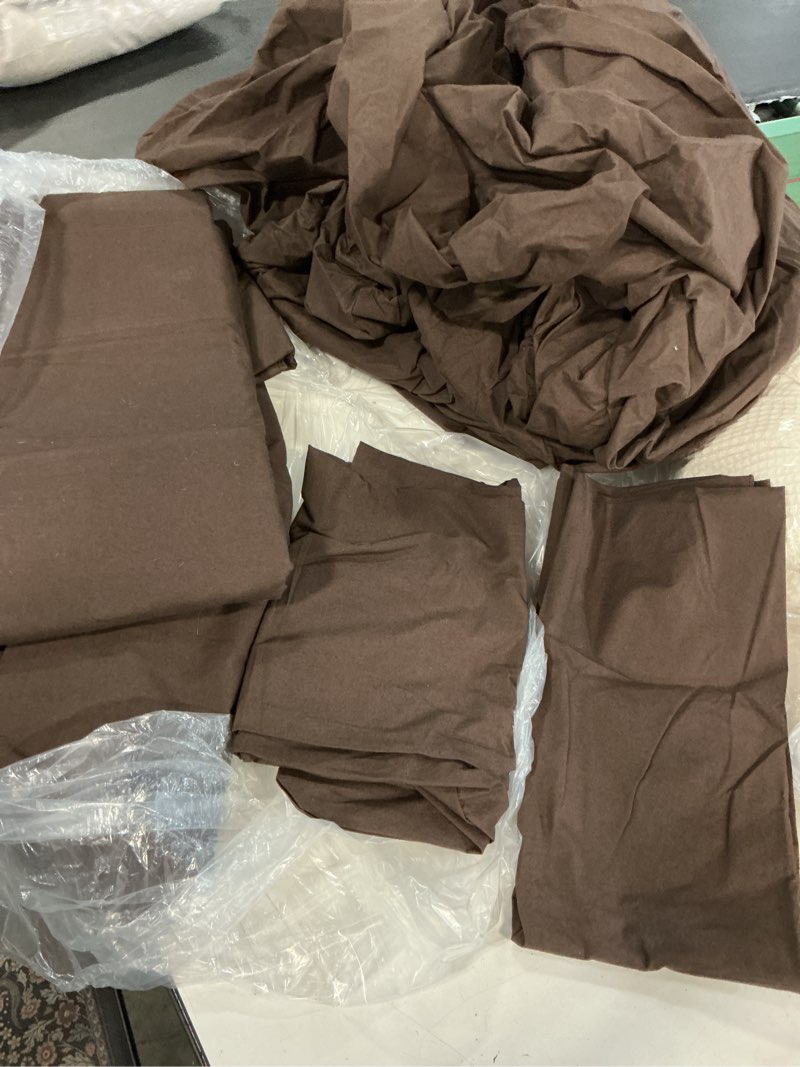 Condition photo showing As Is for quince organic brushed cotton sheet set of 4, queen, espresso
