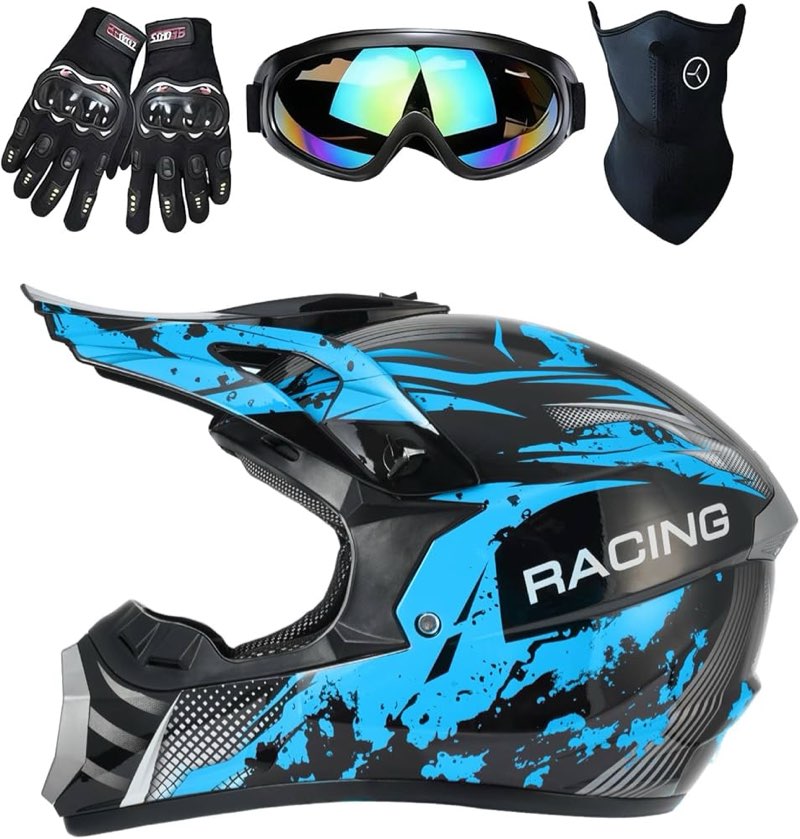 ttmiku kids full face motorcycle helmet, motocross atv dirt bike go-kart 4-wheeler street offroad mo