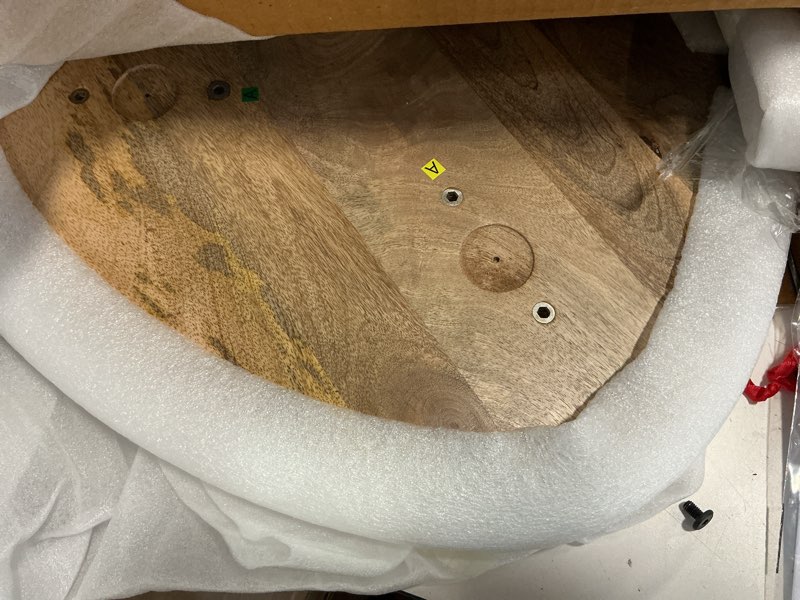 Condition photo showing As Is for MH London Tri Pin Side Table I Handmade Natural Mango Wood, Naturally Moisture Resistant, Maintenance Free I Armstrong (Natural, 16" x 16" x 18")