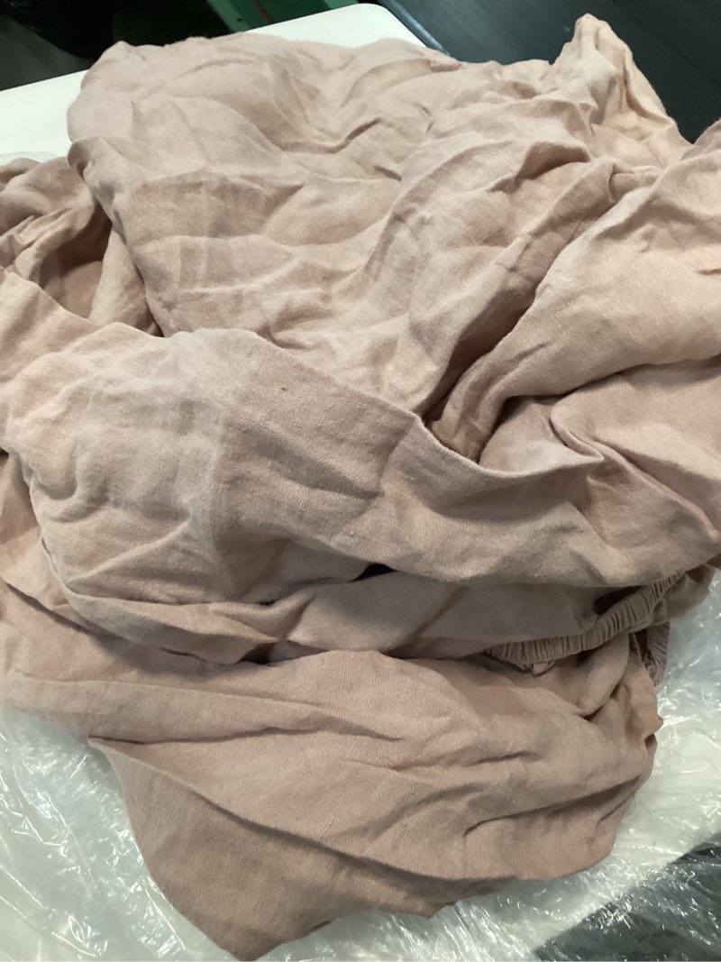Condition photo showing As Is for european linen duvet cover set, full/queen, dusty mauve