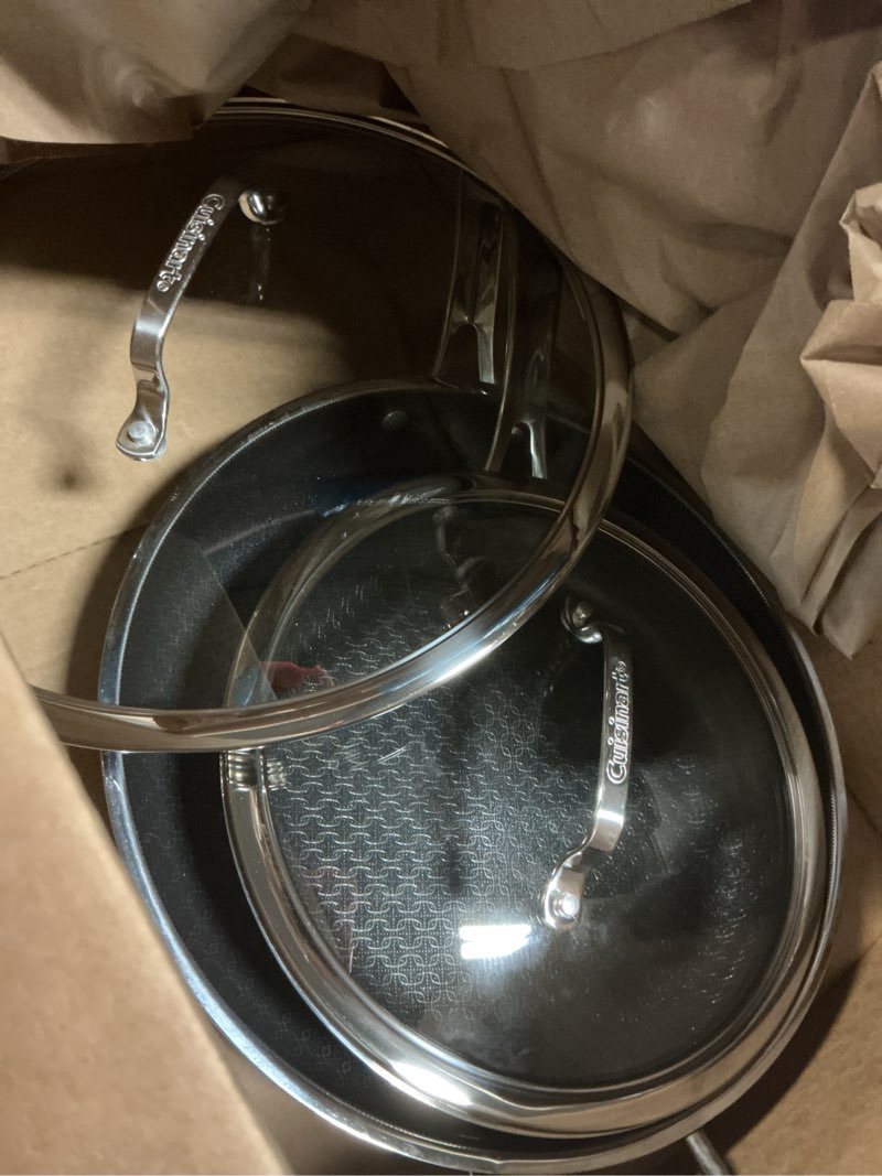 Condition photo showing Good Condition for cuisinart fusionplus nonstick stainless steel cookware set, 4-piece skillet cooking set with pfas-free purelysear ceramic non stick technology, scratch proof, cool grip handles, dishwasher safe