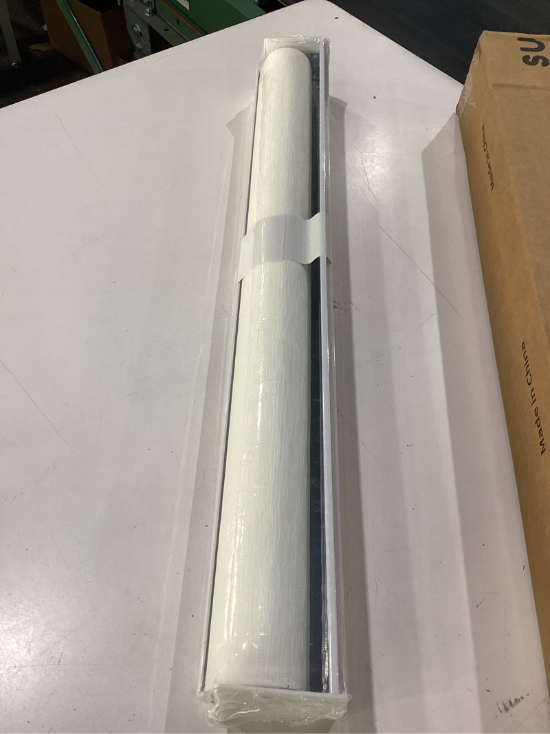 Condition photo showing New/Like New for 25" w x 72" h cordless light filtering roller shade for windows, free stop windows shades, thermal insulated linen-style blinds for home and office, modern window blind color-matched (white) 25"w x 72"h white