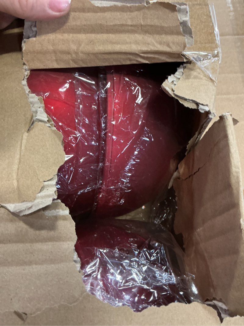 Condition photo showing New/Like New for 12 Pcs 8" Extra Large Red Christmas Ball Ornament Shiny Matte Glitter Fillable Oversized Shatterproof Xmas Hanging Bauble Huge Plastic Ball for Outdoor Lawn Yard Tree Hanging Decoration DIY Wedding