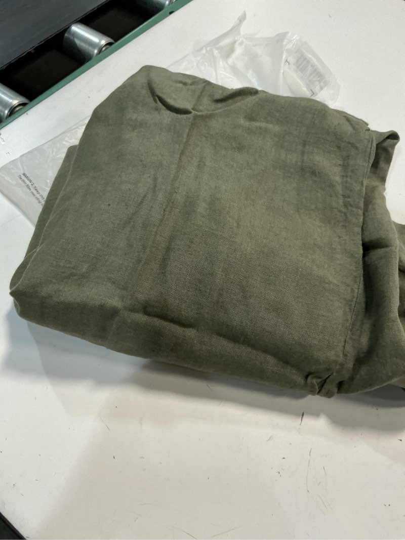 Condition photo showing Good Condition for quince organic linen shams king / dusty olive 20”x36”