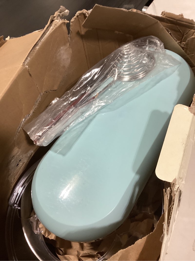 Condition photo showing As Is for VIVOHOME Stand Mixer, 660W 10 Speed 6 Quart Tilt-Head Kitchen Electric Food Mixer with Beater, Dough Hook, Wire Whip and Egg Separator, Blue Pastel Blue