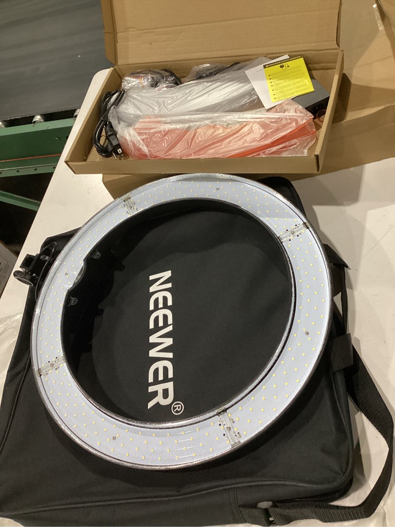 Condition photo showing Good Condition for neewer ring light 18inch kit: 55w 5600k professional led with stand and phone holder, soft tube & bag for tattoo lash extension barber makeup artist studio video photography lighting, rl-18 rl-18 w/stand, phone holder, soft tube