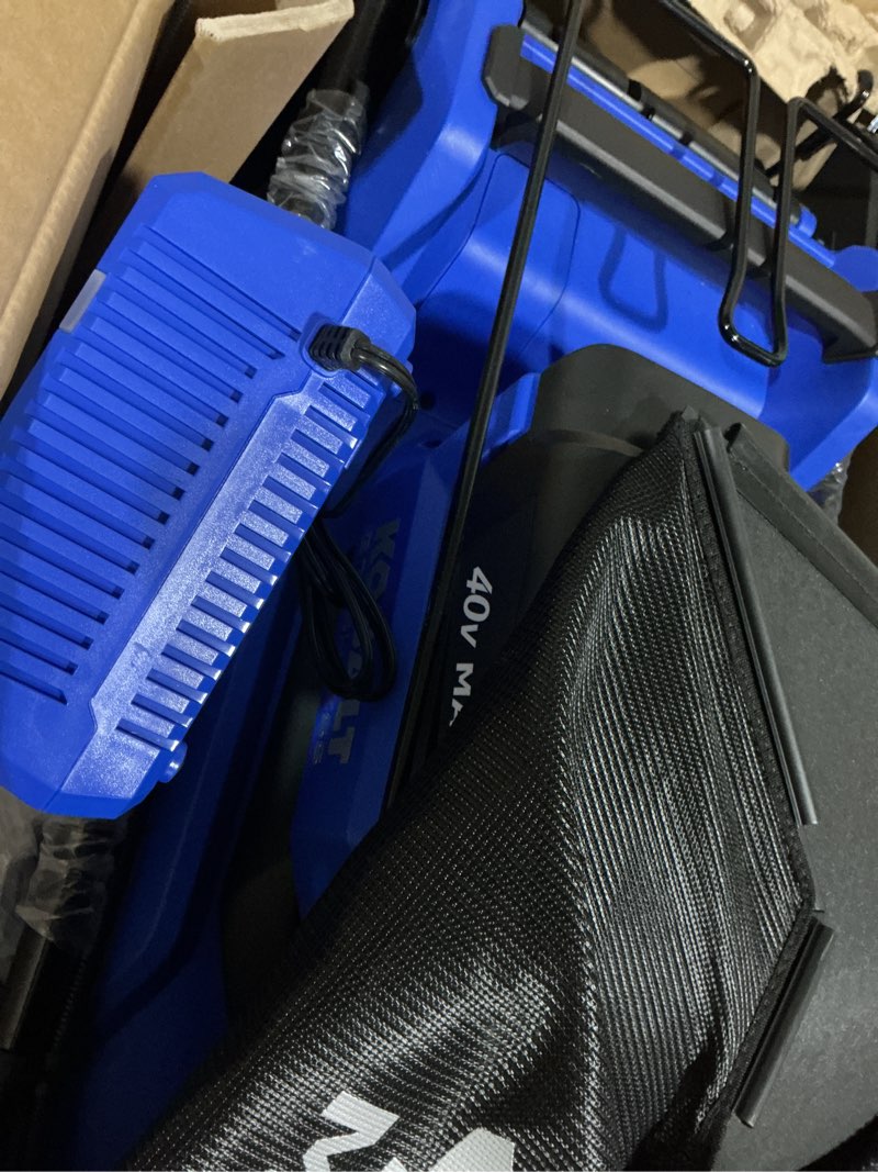 Condition photo showing As Is for kobalt 40-volt 21-in brushless battery push lawn mower 6 ah (battery and charger included)