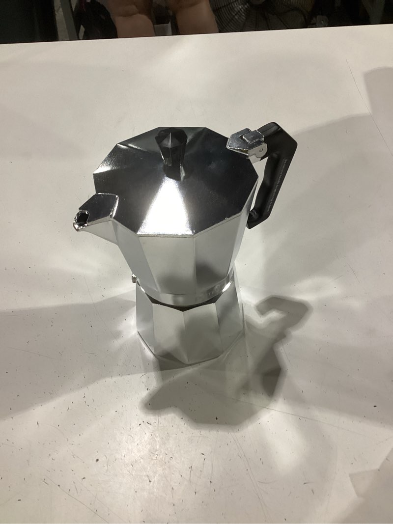 Condition photo showing Good Condition for primula classic stovetop espresso and coffee maker, moka pot for italian and cuban café brewing, greca coffee maker, cafeteras, 6 espresso cups, silver silver 6 cup