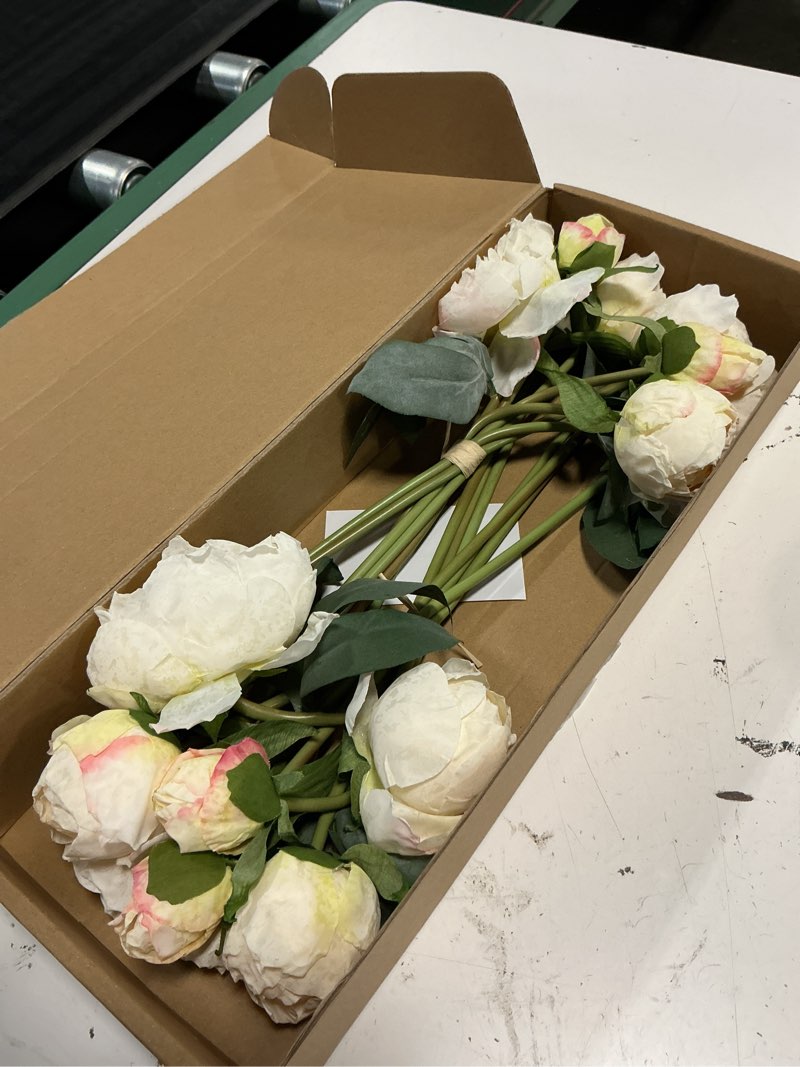 Condition photo showing Good Condition for white artificial peonies 2 bouquets silk flowers 14heads vintage white fake flowers faux peony flowers for flower arrangements artificial centerpiece home table dining room decor (ivory white)