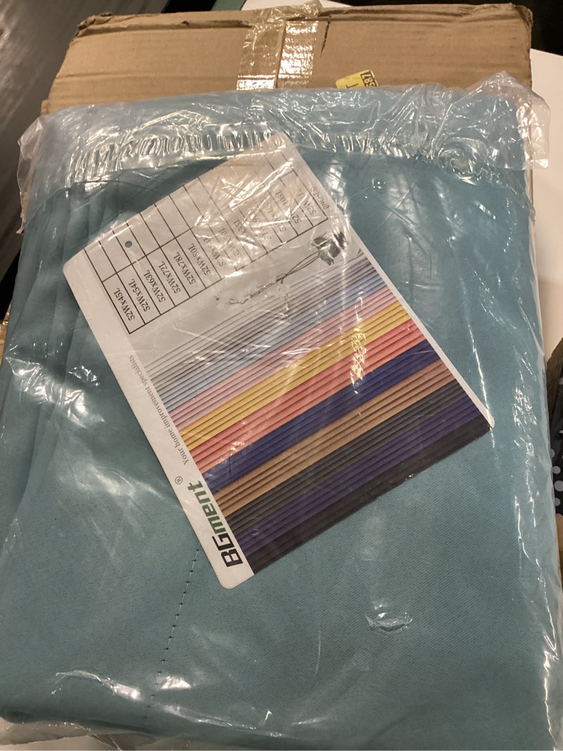 Condition photo showing New/Like New for bgment 100% blackout curtains for bedroom 63 inch length, full room darkening curtains for living room rod pocket with thermal insulated liner, each window curtains 2 panels, 52 x 63 inch, aqua 52"w x 63"l (pack of 2) aqua