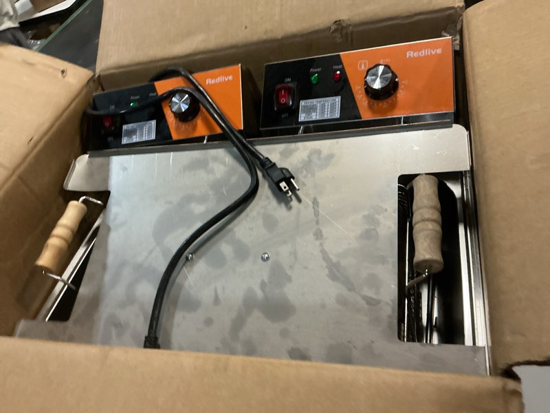 Condition photo showing As Is for Electric Deep Fryer 3400W Hot 22.6QT/24L Commercial Deep Fryers with 3 Baskets Countertop Oil Fryer for Restaurant Use and Home Kitchen with One - Touch Switch & Temperature Contro R-83S