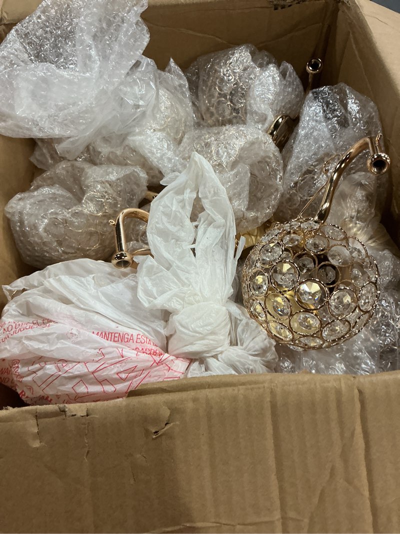 Condition photo showing Good Condition for Nitial 4 Pcs 5 Arm Crystal Candelabra Centerpieces for Tables 27 Inch Tall Crystal Candle Holders Bowl Candelabra Table Centerpieces Decor for Wedding Christmas Dinner Party Events (Gold) Gold 4