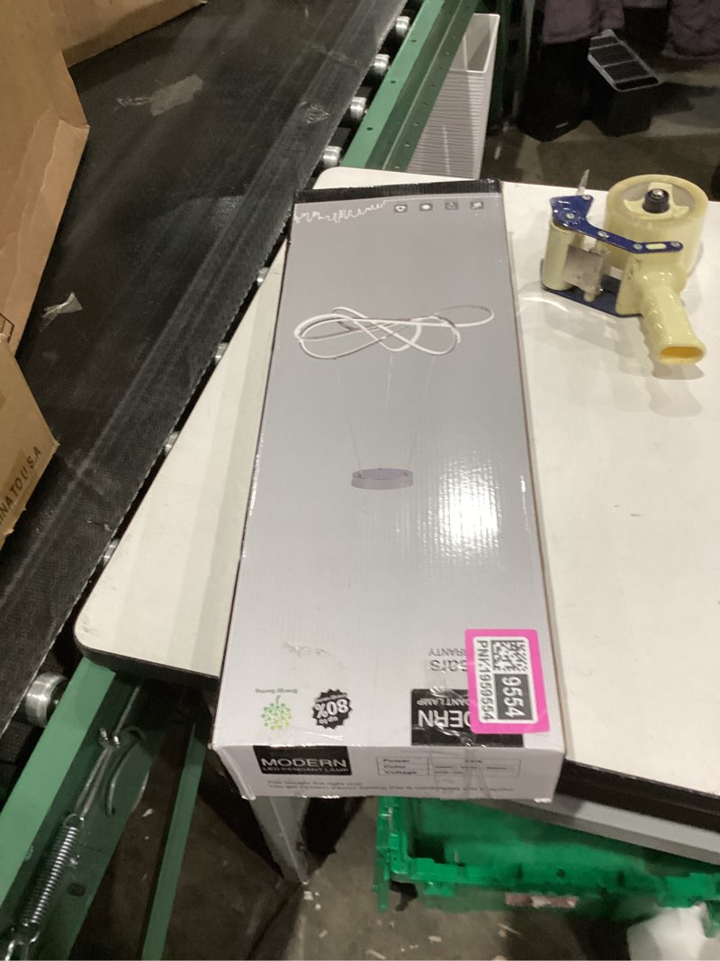 Condition photo showing New/Like New for Modern Led Chandelier, Aluminum Surface Plated Lighting Fixture, 3-Lights DIY Pendant Light, Smart Dimmable Chandelier with Remote and APP (32 inches 65W, Chrome Plated) 32 inches 65W Chrome Plated