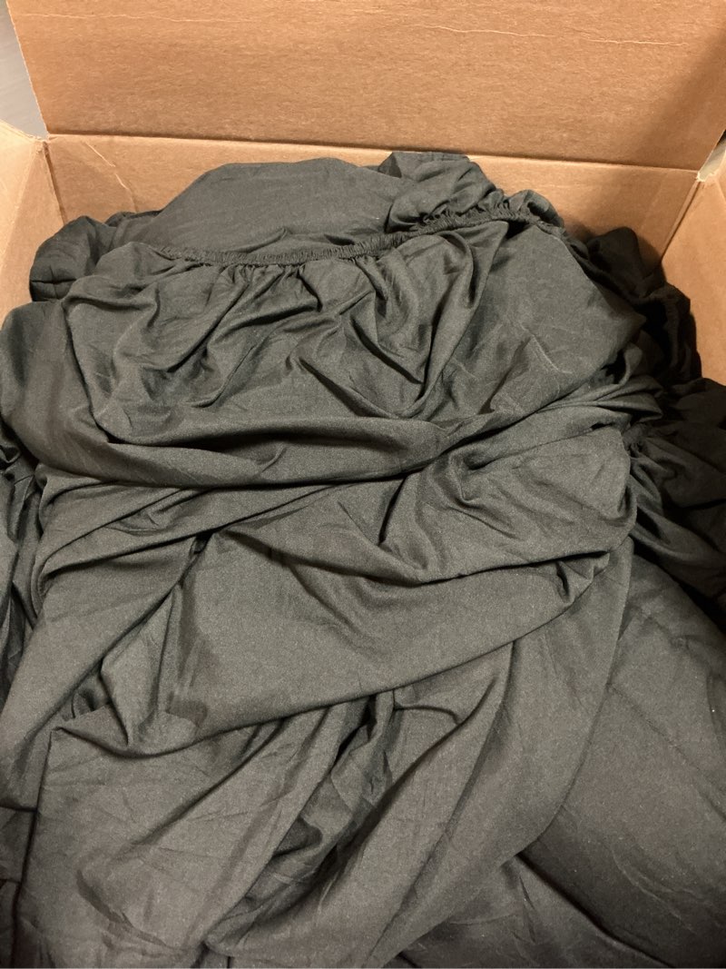 Condition photo showing As Is for queen comforter set black - bed in a bag queen size 7 pieces, soft bedding set for all seasons, premium queen comforter set with comforter, sheets, pillowcases & shams queen black