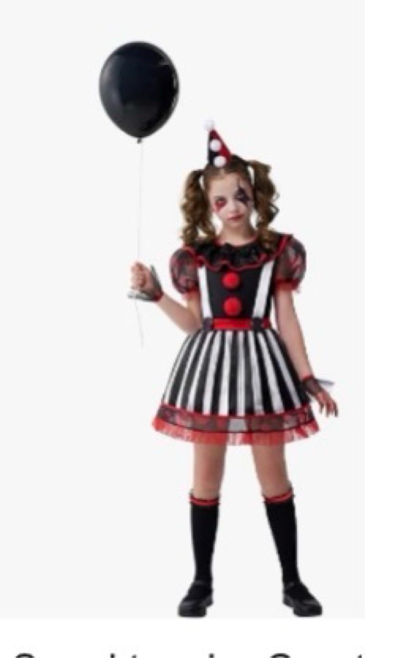 (SIMILAR) Spooktacular Creations Girls Clown Costume, Evil Clown Dress, Halloween Scary Jester Costume for Gir