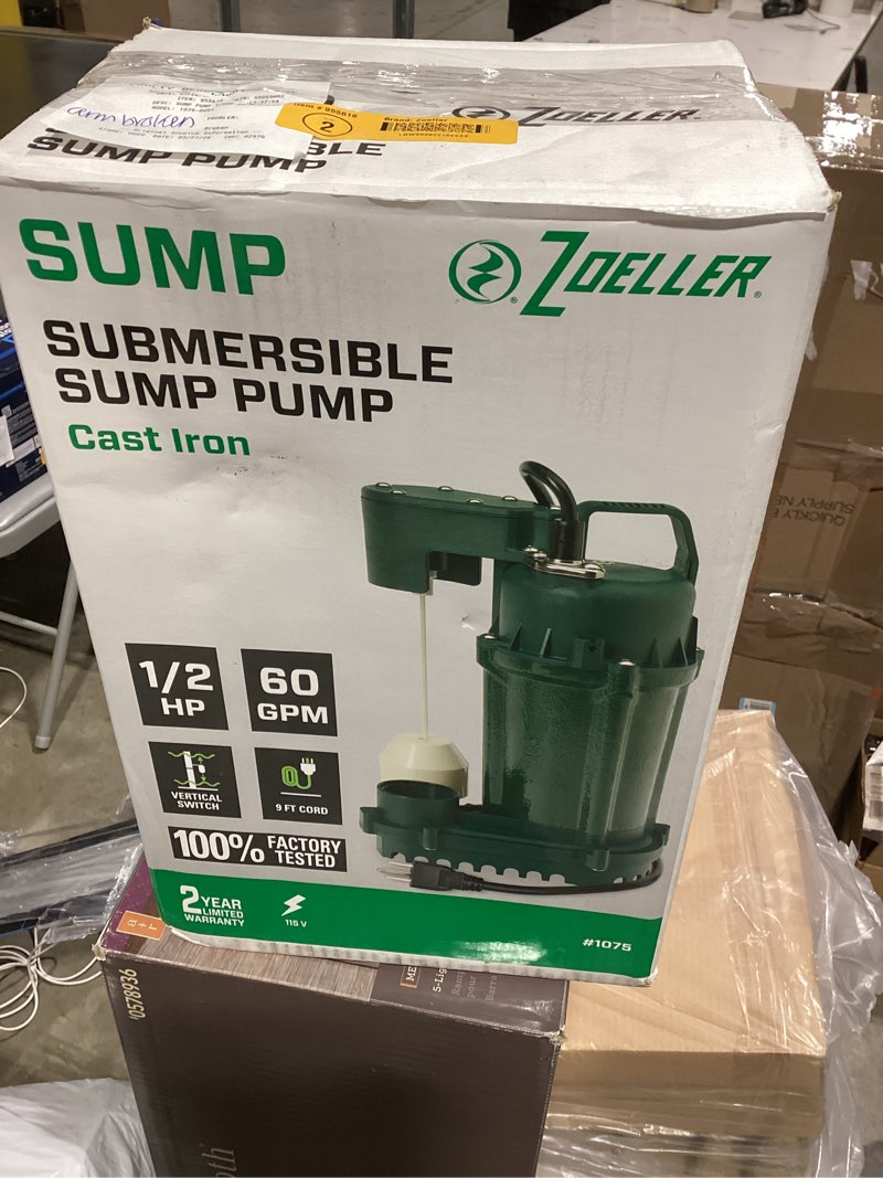 Condition photo showing Good Condition for zoeller 1/2-hp 115 -volt 60-gallon cast iron submersible sump pump