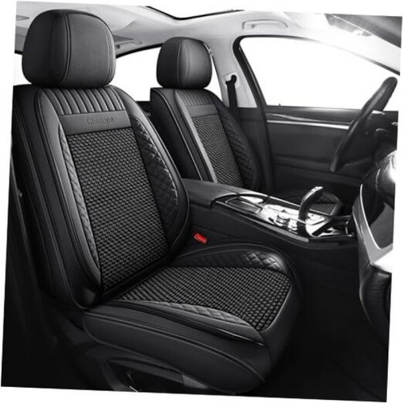 chezope full set leather car seat covers-waterproof durable automotive b-black