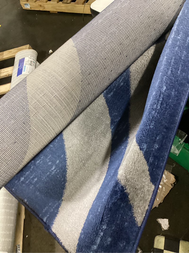 Condition photo showing Good Condition for liora manne capri cloud area rug in denim blue with a textured stripe design